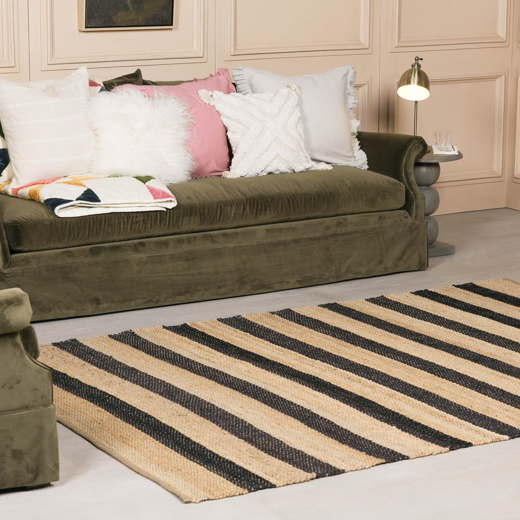 Harry Christian Home Jute Black Stripe Rug 170x120cm