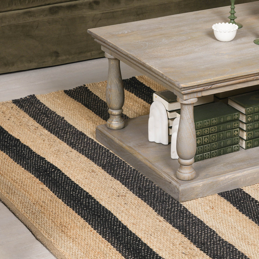 Harry Christian Home Jute Black Stripe Rug 170x120cm