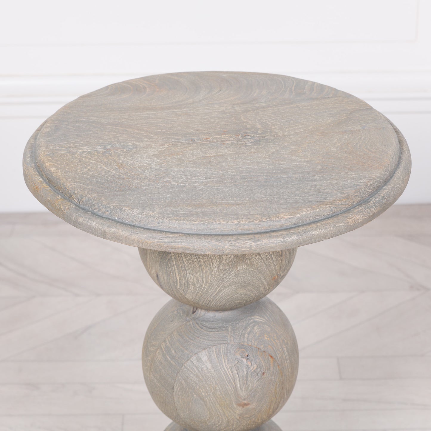 Rustic Wooden Stacked Ball Side Occasional Table