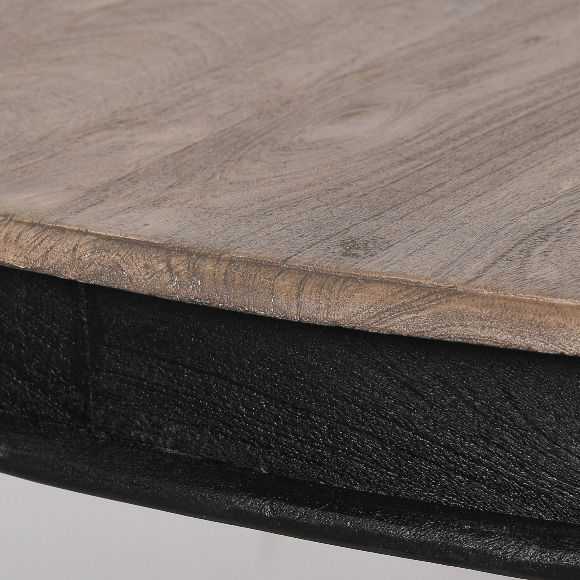 Black Wooden Round Column Dining Table With 4 Chairs