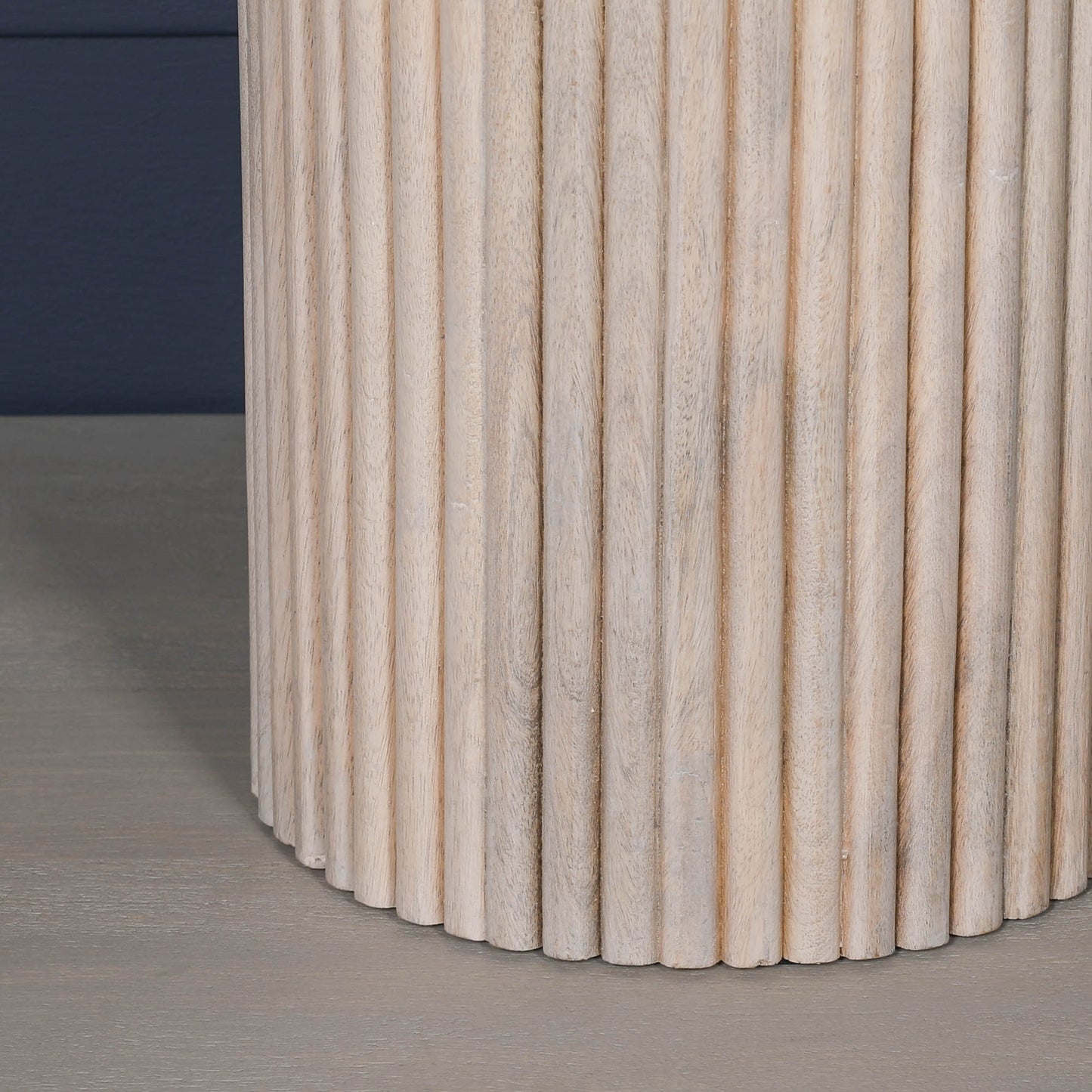 Ribbed Blanchie Wooden Round Side Occasional Table