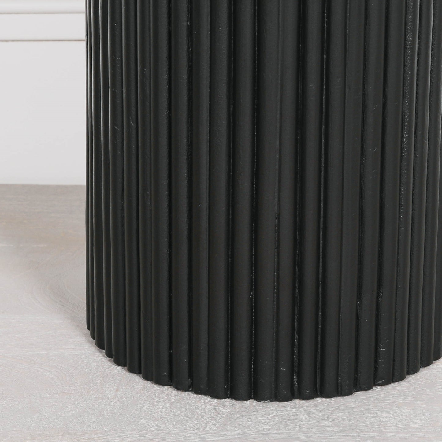 Ribbed Black Round Side Occasional Table