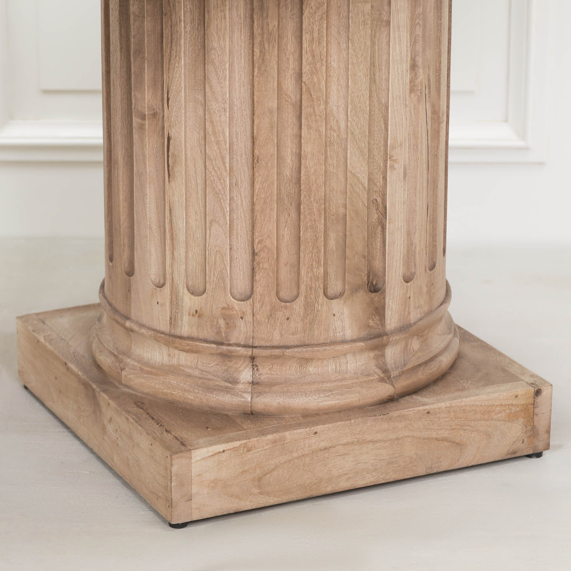 Wooden Column Rectangular Dining Table 220cm With 6 Louis Square Backed Chairs.