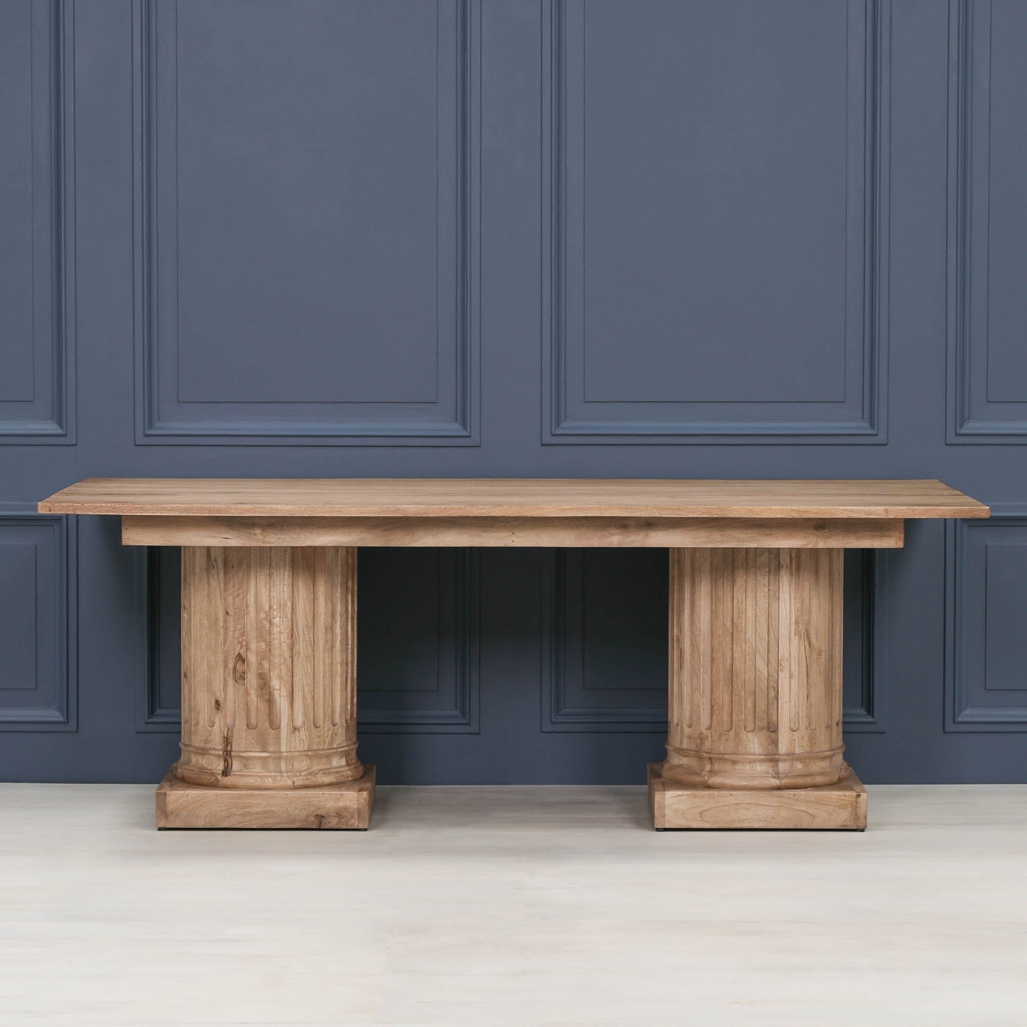 Wooden Column Rectangular Dining Table 220cm