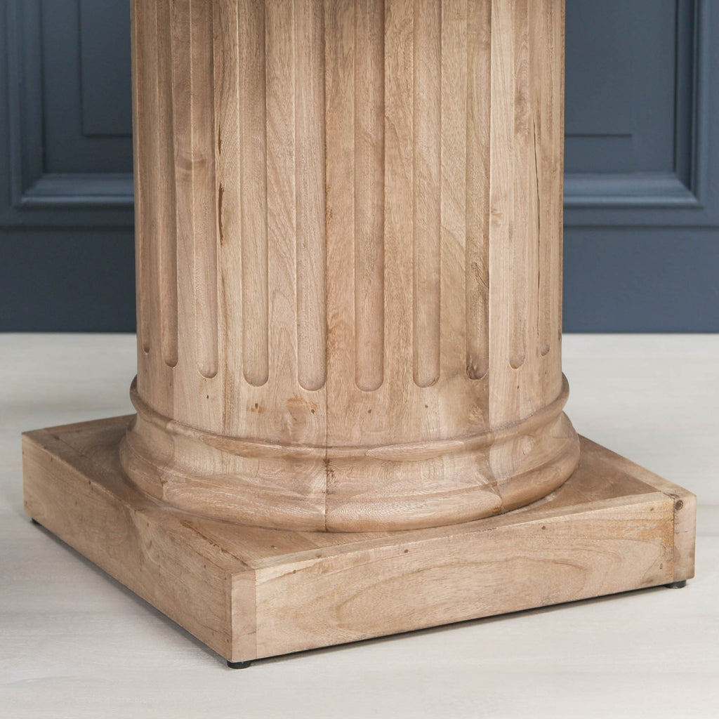 Wooden Column Rectangular Dining Table 220cm With 6 Louis Square Backed Chairs.