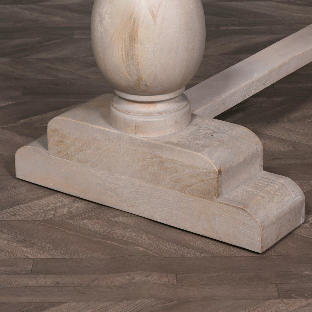 Blanche Wood Rustic Washed Rectangular Dining Table 210cm With 6 Louis Chairs