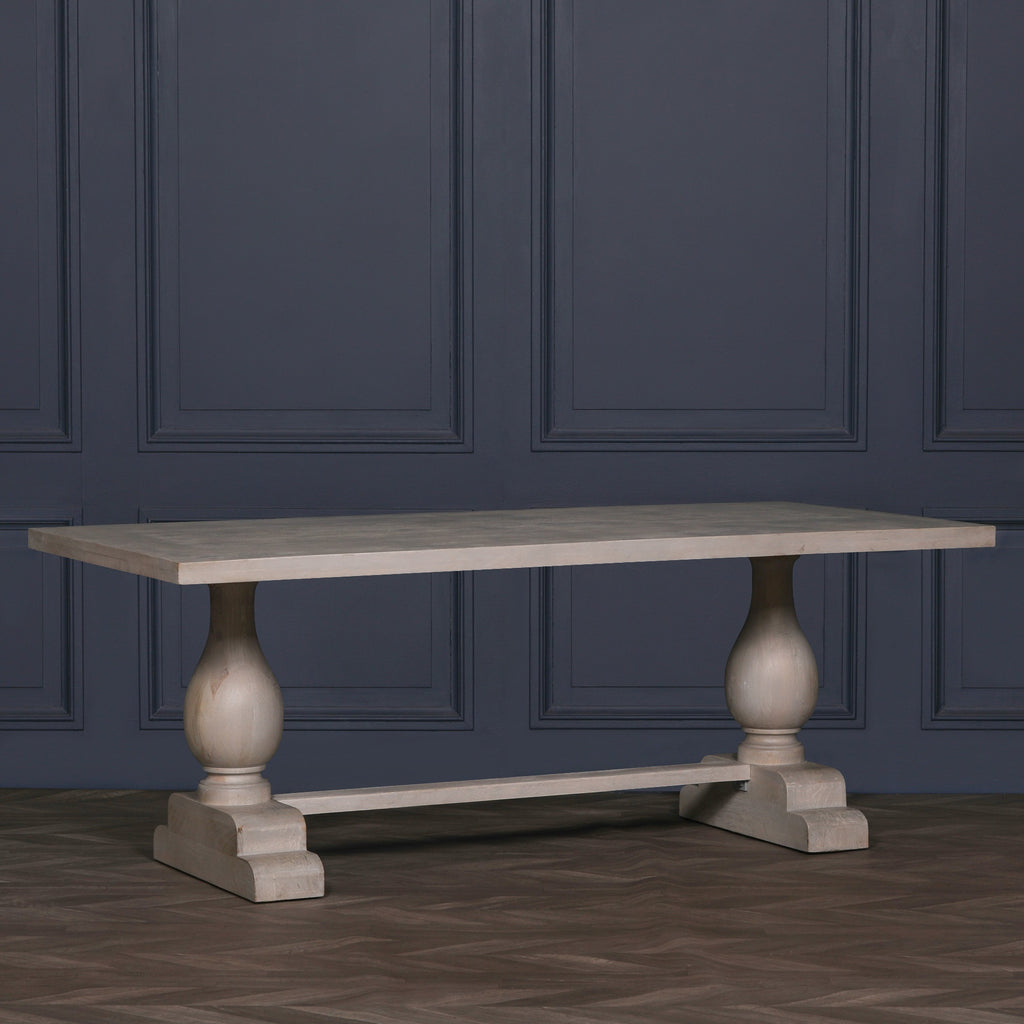 Blanche Wood Rustic Washed Rectangular Dining Table 210cm