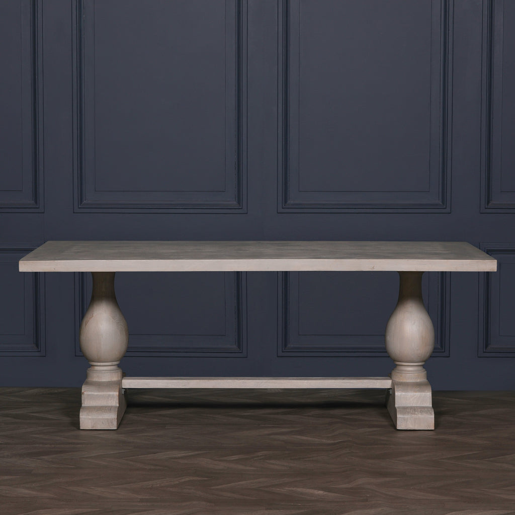 Blanche Wood Rustic Washed Rectangular Dining Table 210cm