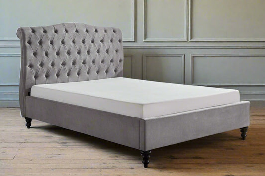 Kingsize Light Grey Bed Classical Style Heritage Home UK