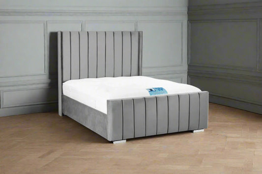 Kingsize grey velvet plush kingsize bed frame heritage home uk ltd