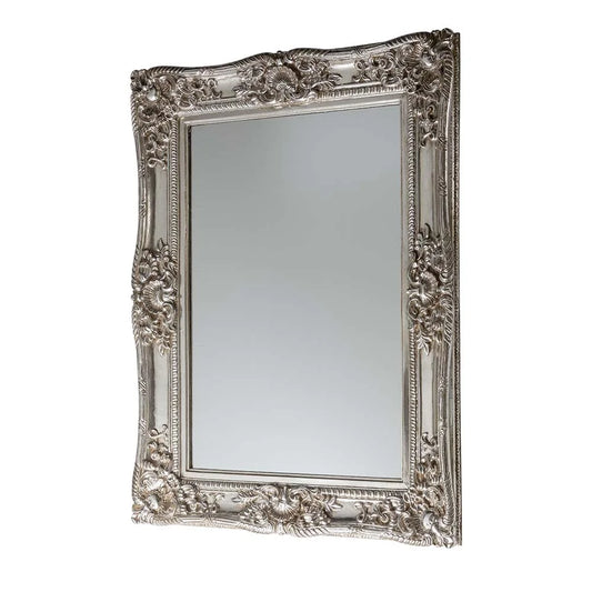 Ornate French Wall Mirror Gilt Silver