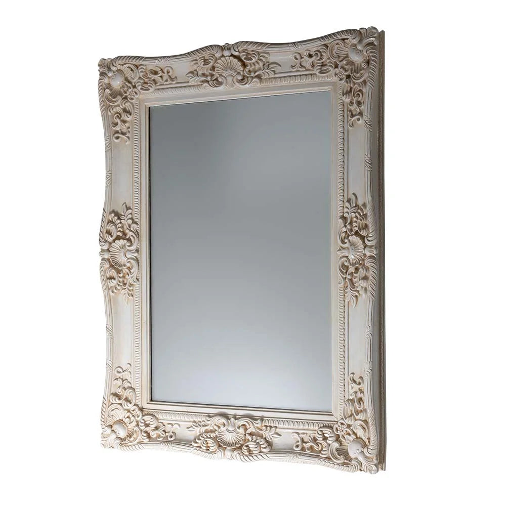 Ornate French Wall Mirror Gilt Antique White