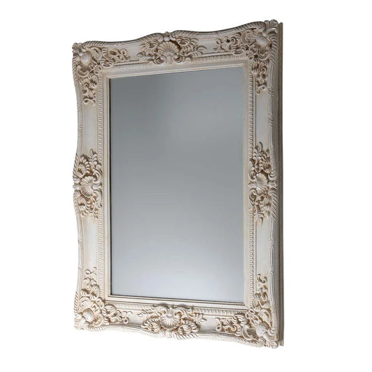 Ornate French Wall Mirror Gilt Antique White