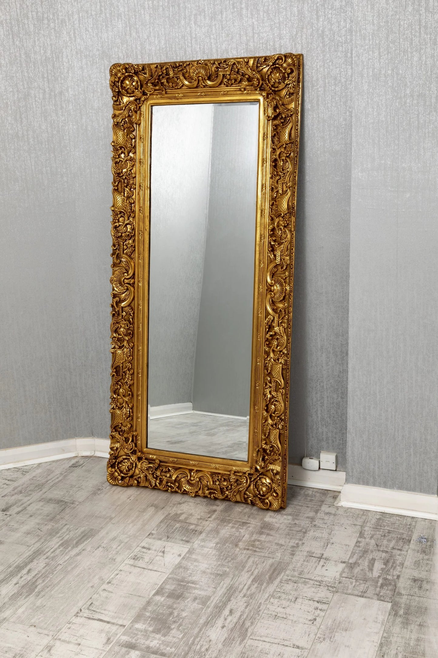 Ornate French Large Mirror Gilt Gold