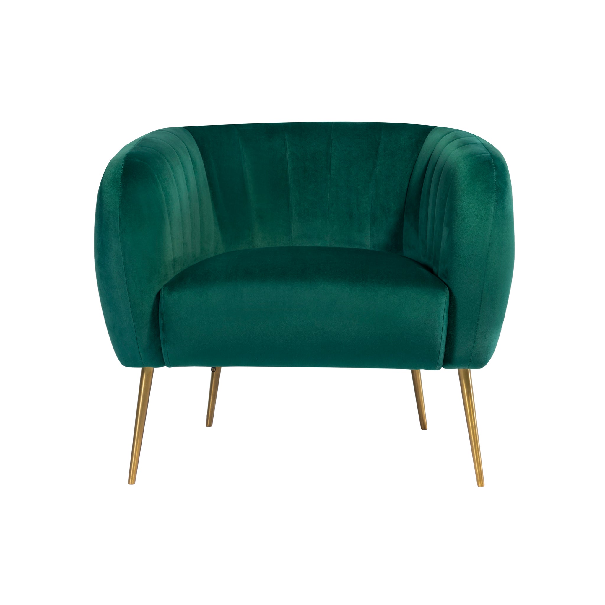 Green Velvet Armchair with Gold Legs