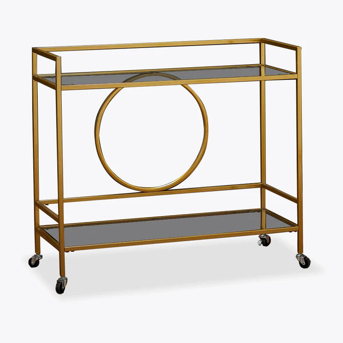 Harry Christian Home Gold Art Deco Rectangular Drinks Trolley