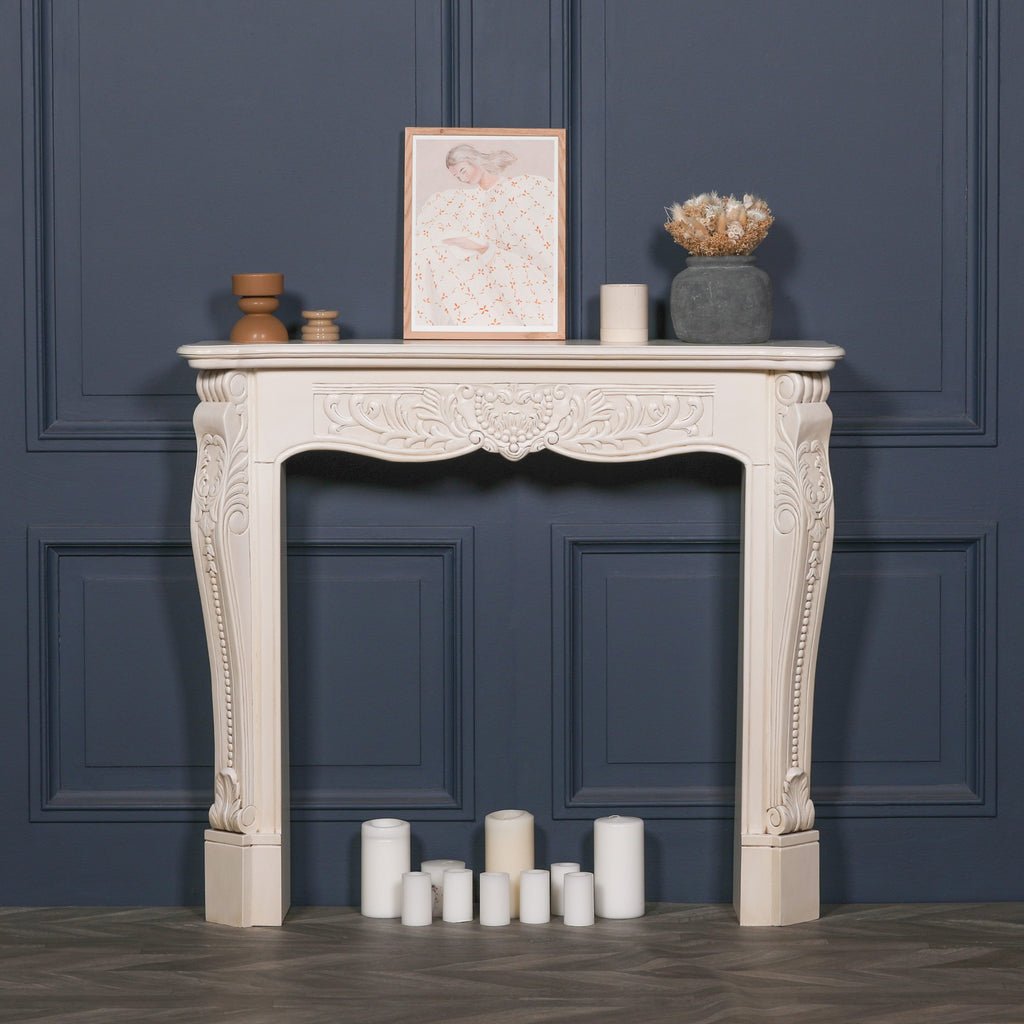 Aged Ivory Carved Fire Surround