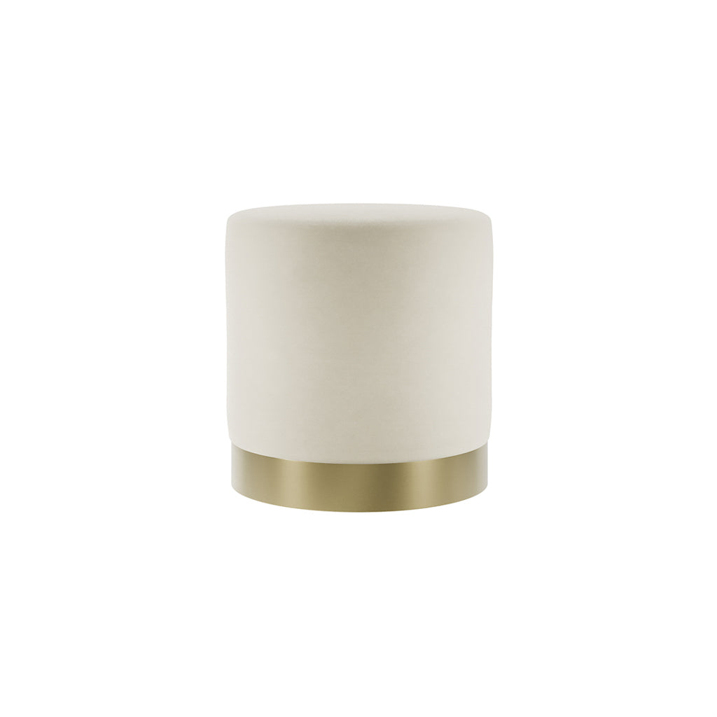 Harry Christian Home Cream Velvet Small Pouffe With Brushed Gold Base