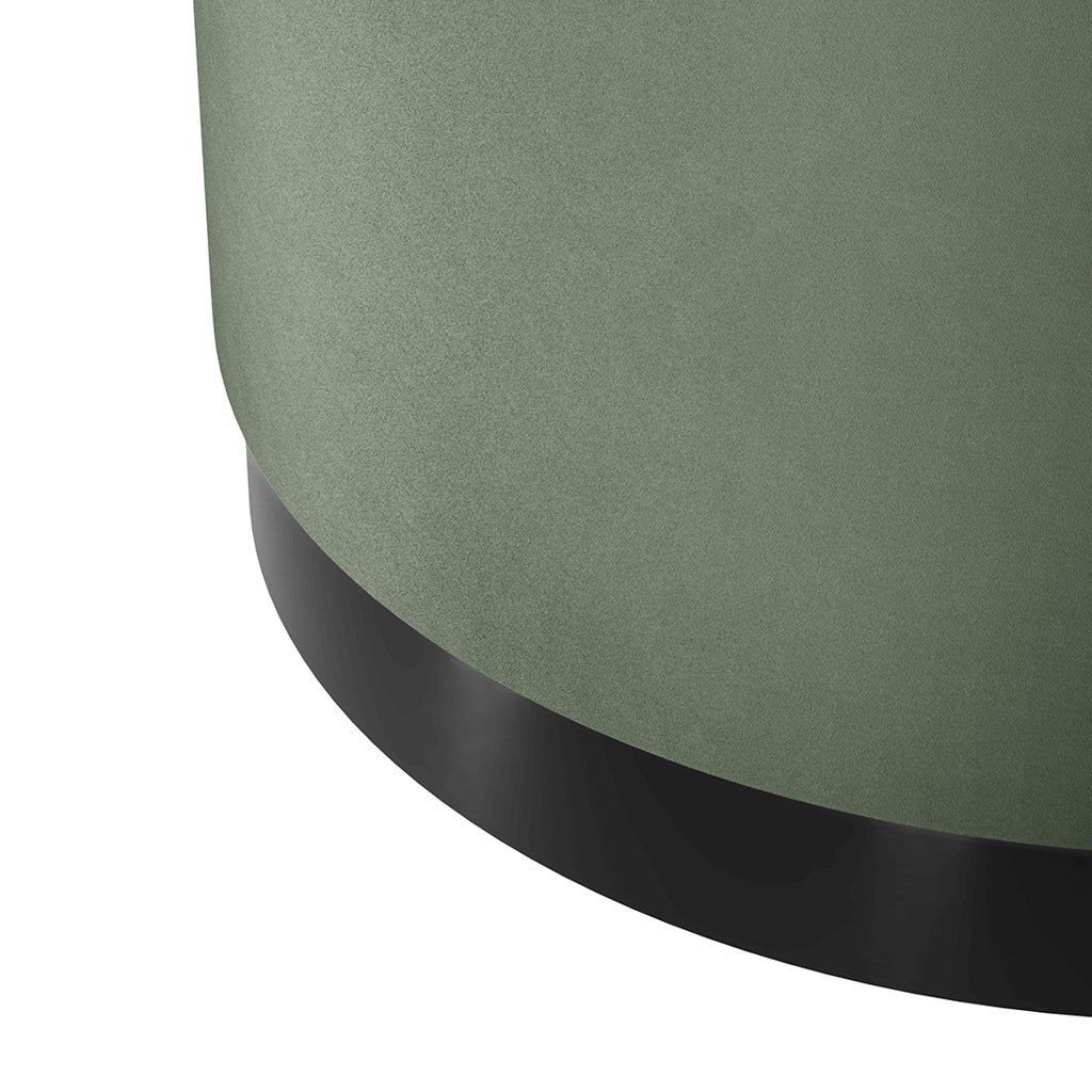 Harry Christian Home Sage Velvet Large Pouffe With Black Base