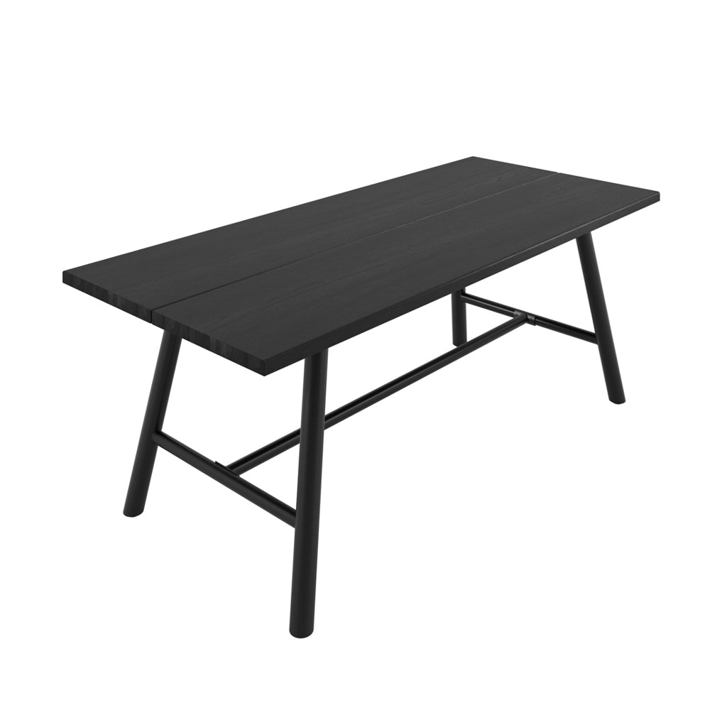 Louie Black Dining Table with 4 Edisto Off White Dining Chairs