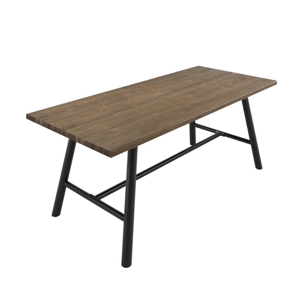 Harry Christian Home Dark Wooden Dining Table With Black Legs