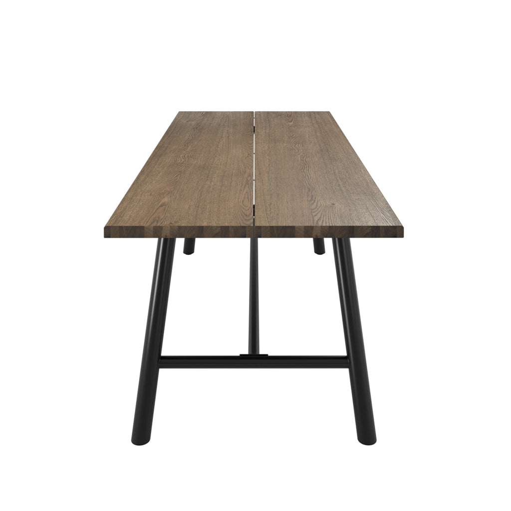 Harry Christian Home Dark Wooden Dining Table With Black Legs