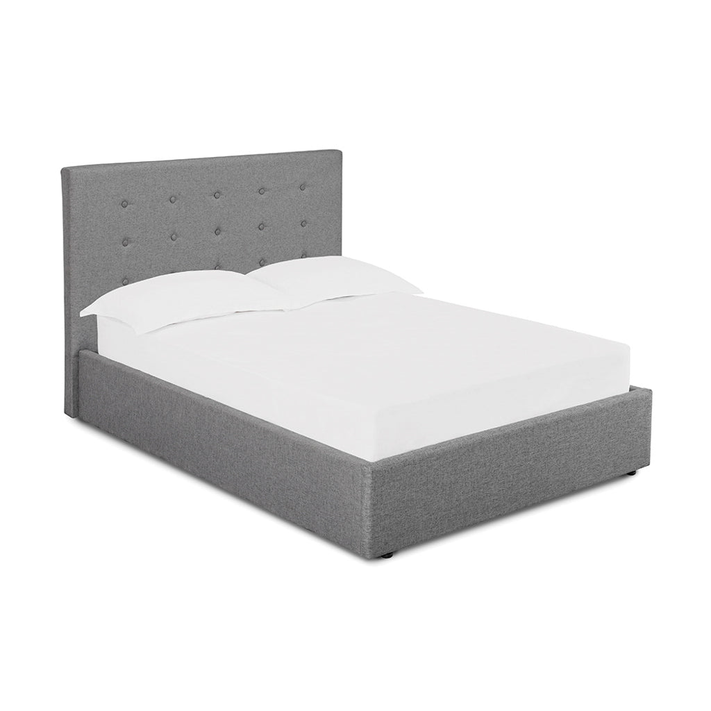 Grey Button Tufted Kingsize Ottoman Bed