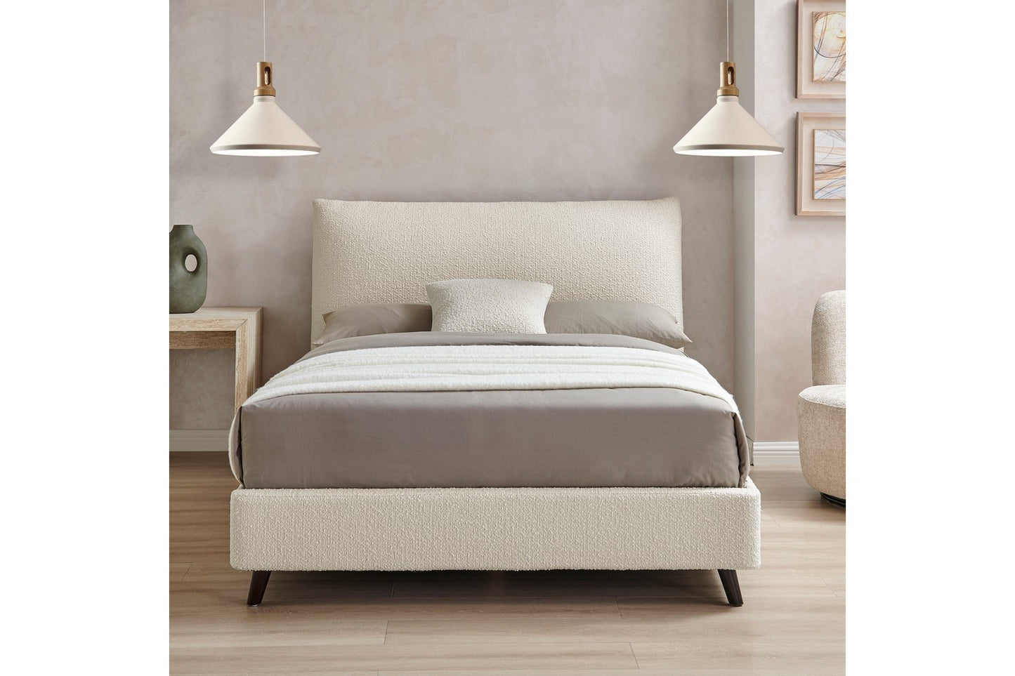 The Hampshire Double Bed In Boucle Ivory