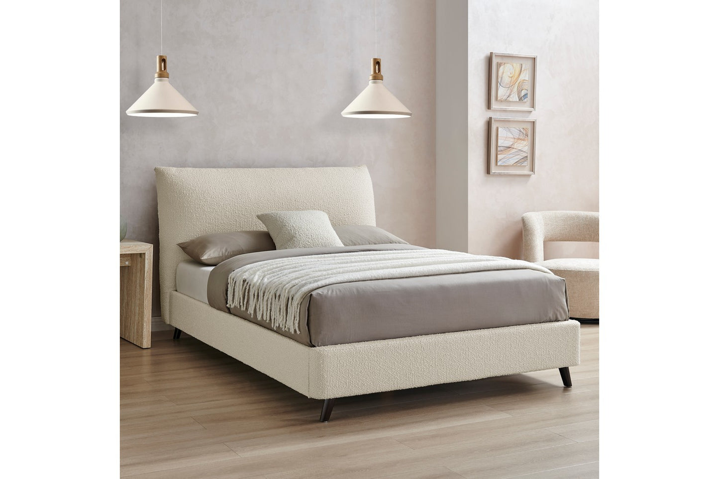 The Hampshire Double Bed In Boucle Ivory