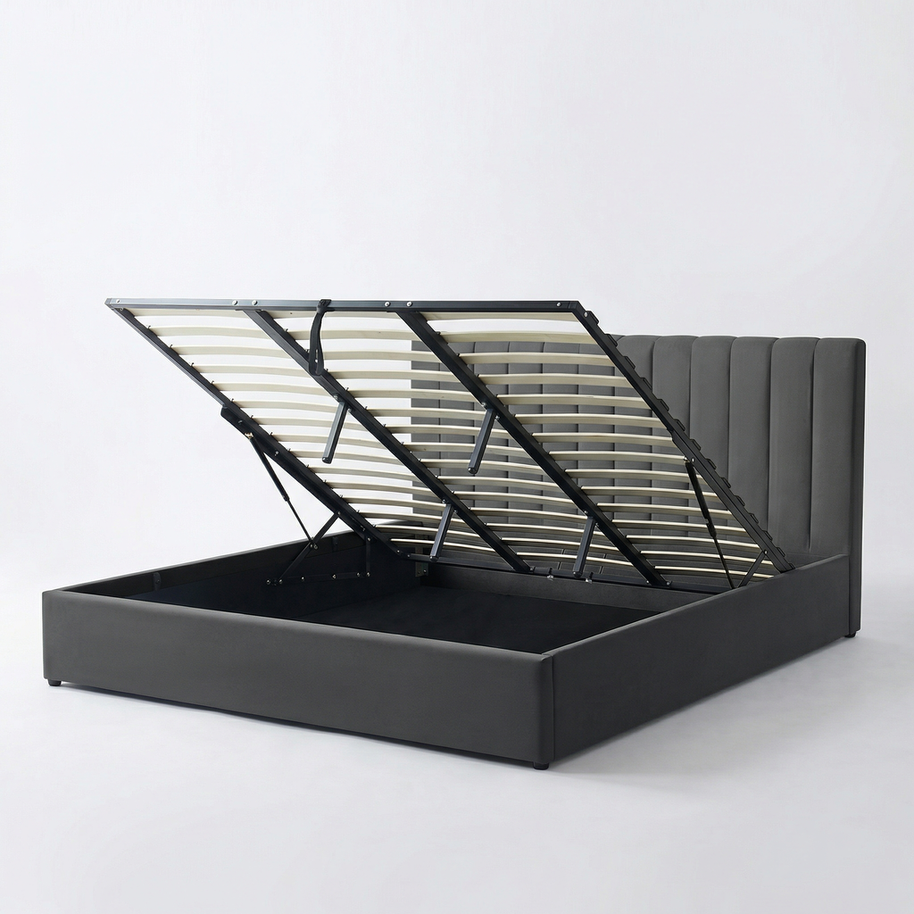 Harold Super-King Ottoman Storage Bed with Memory Foam Mattress (5 COLOUR CHOICES)