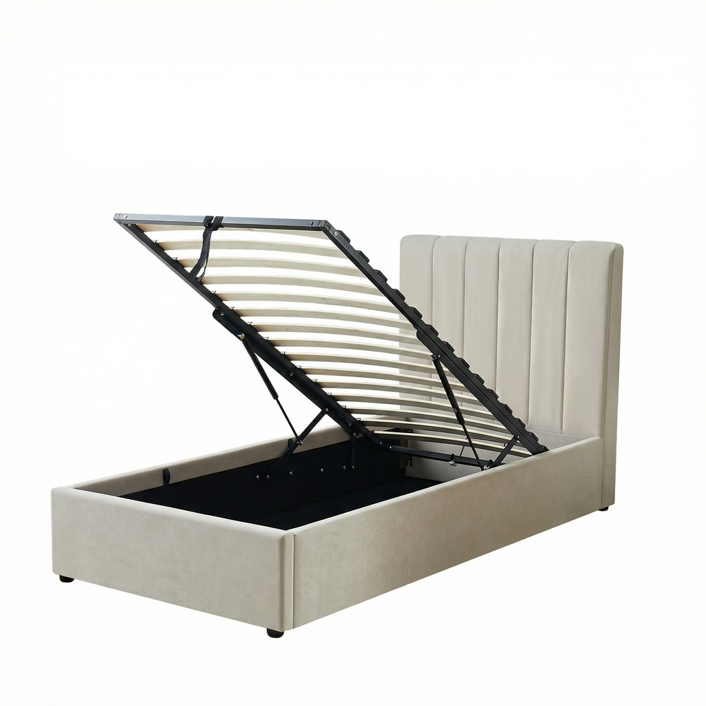 Harold Single Ottoman Storage Bed with Memory Foam Mattress (4 COLOUR CHOICES)