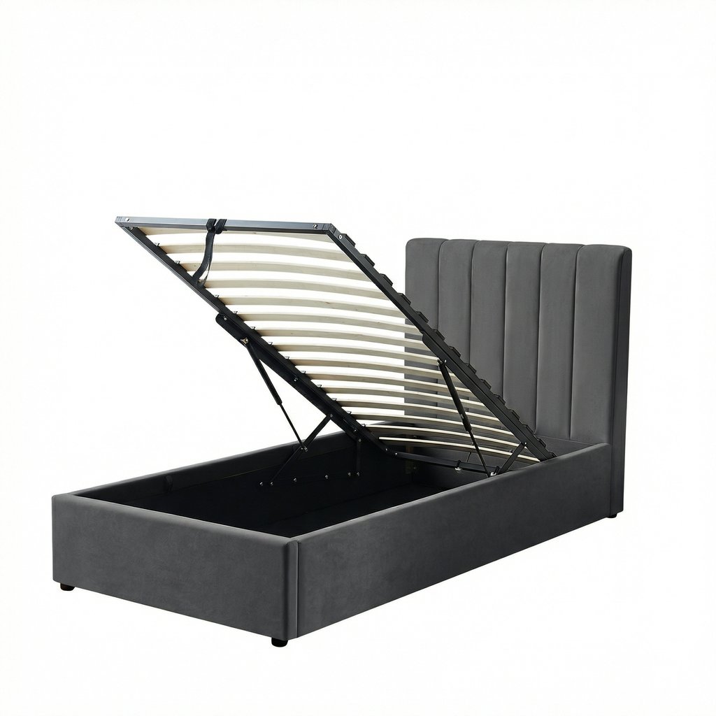 Harold Single Ottoman Storage Bed with Memory Foam Mattress (4 COLOUR CHOICES)