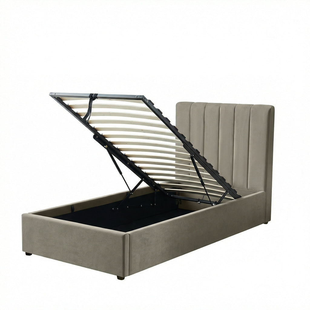Harold Single Ottoman Storage Bed with Memory Foam Mattress (4 COLOUR CHOICES)