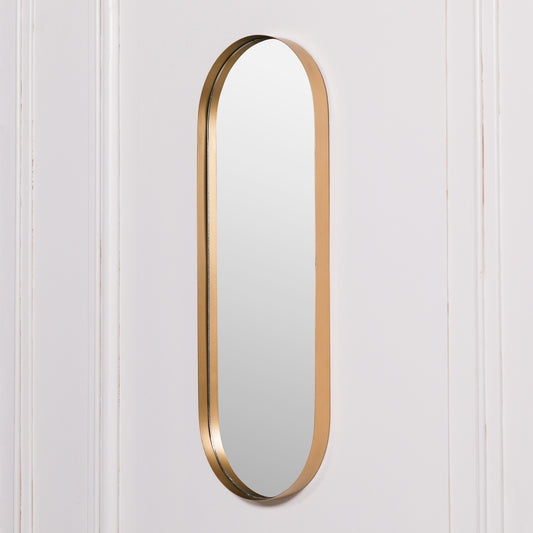 75cm Gold Slim Oval Wall Mirror