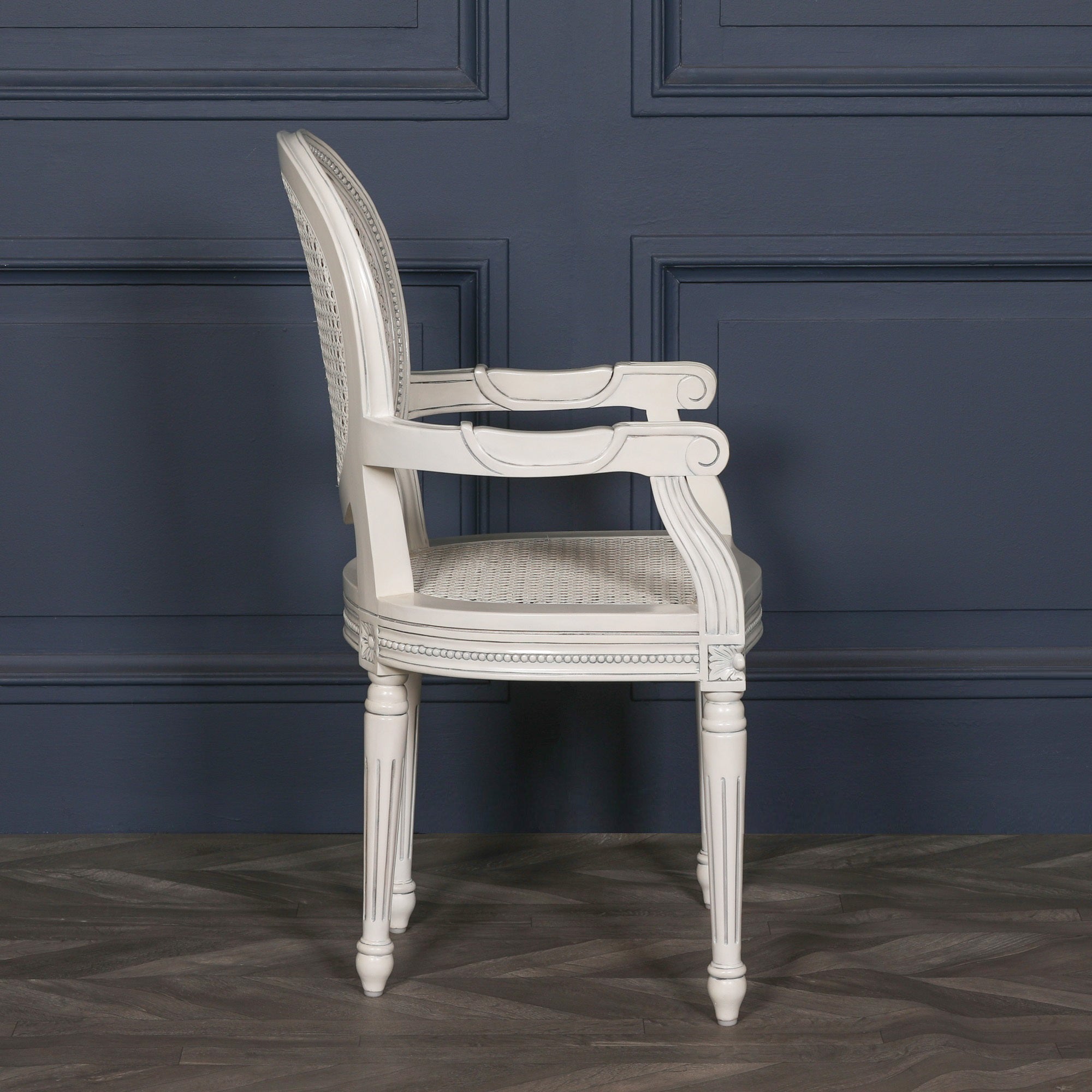 Off White Chateau Rattan Dining / Bedroom Arm Chair