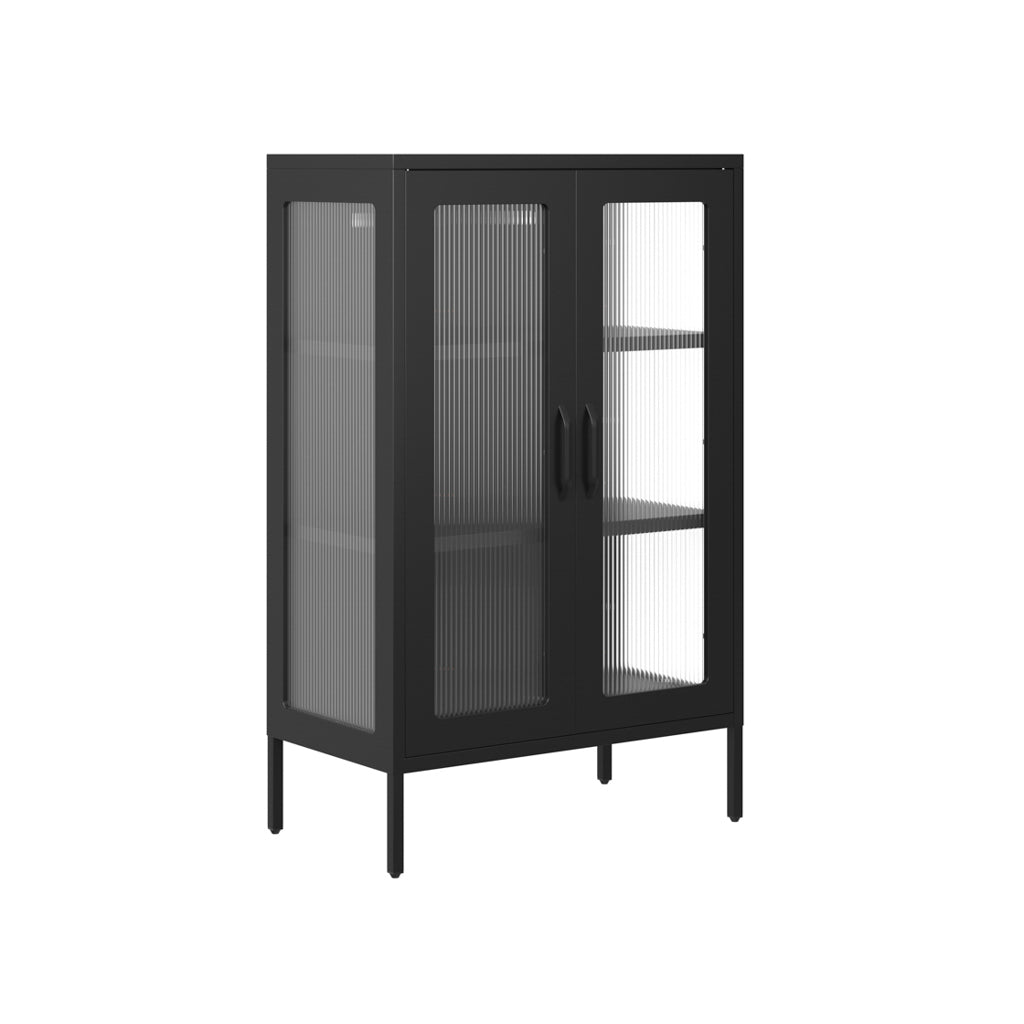 Harry Christian Home Black Modern Industrial Style Display Cabinet