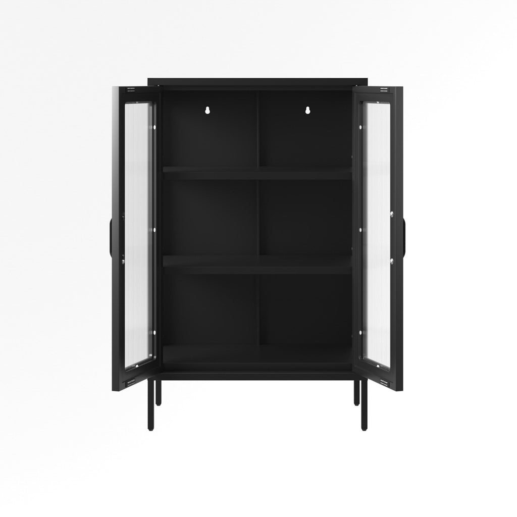Harry Christian Home Black Modern Industrial Style Display Cabinet