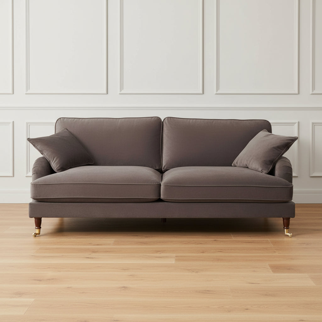 Mole Brown Velvet 4 Seater Sofa