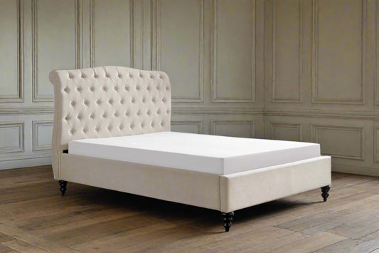 Natural Velvet Classical Style Kingsize Bed At Heritage Home UK