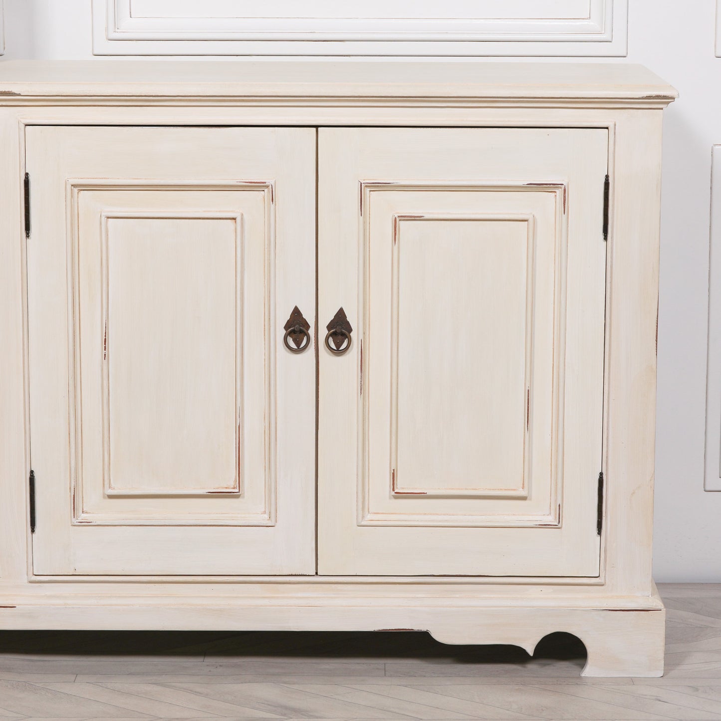 White Distressed Oriental Sideboard