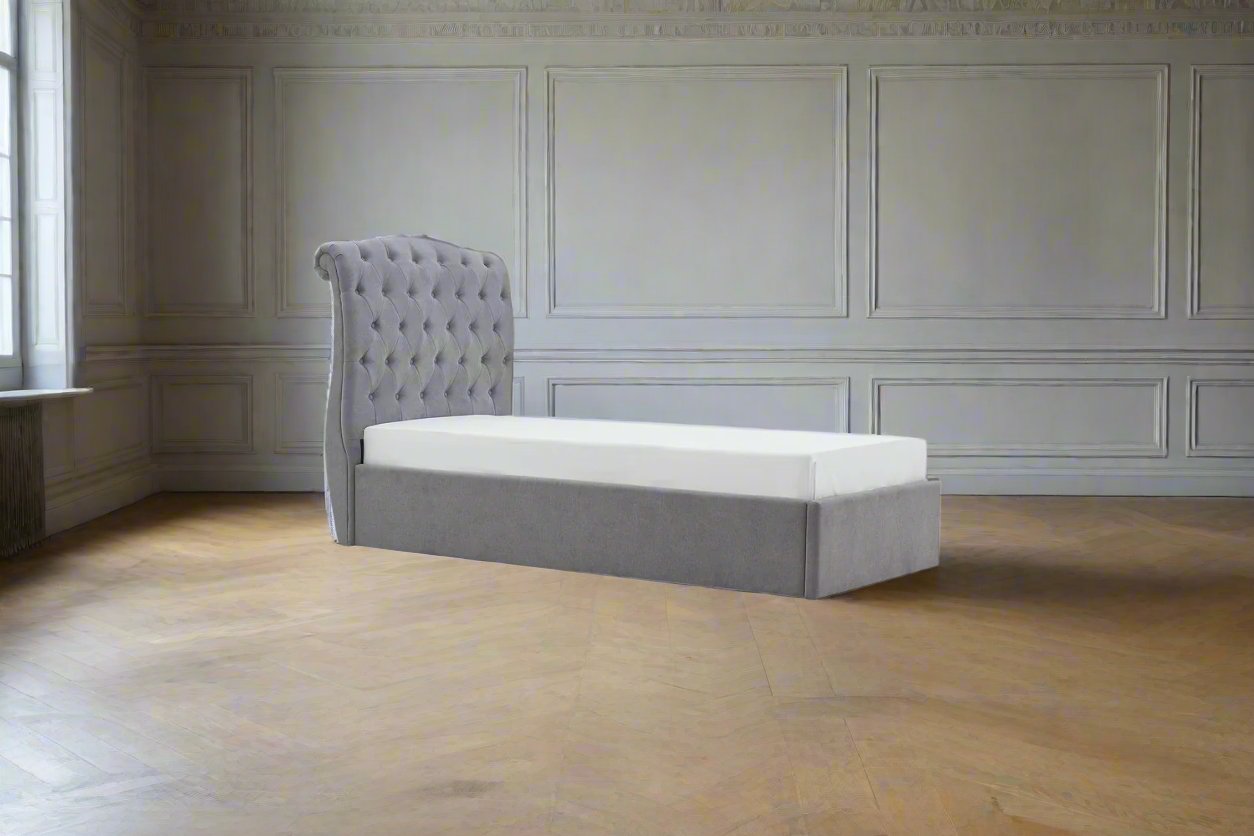 Olivia Grey Single Storage Bed Ottoman storage bed Heritage Home UK