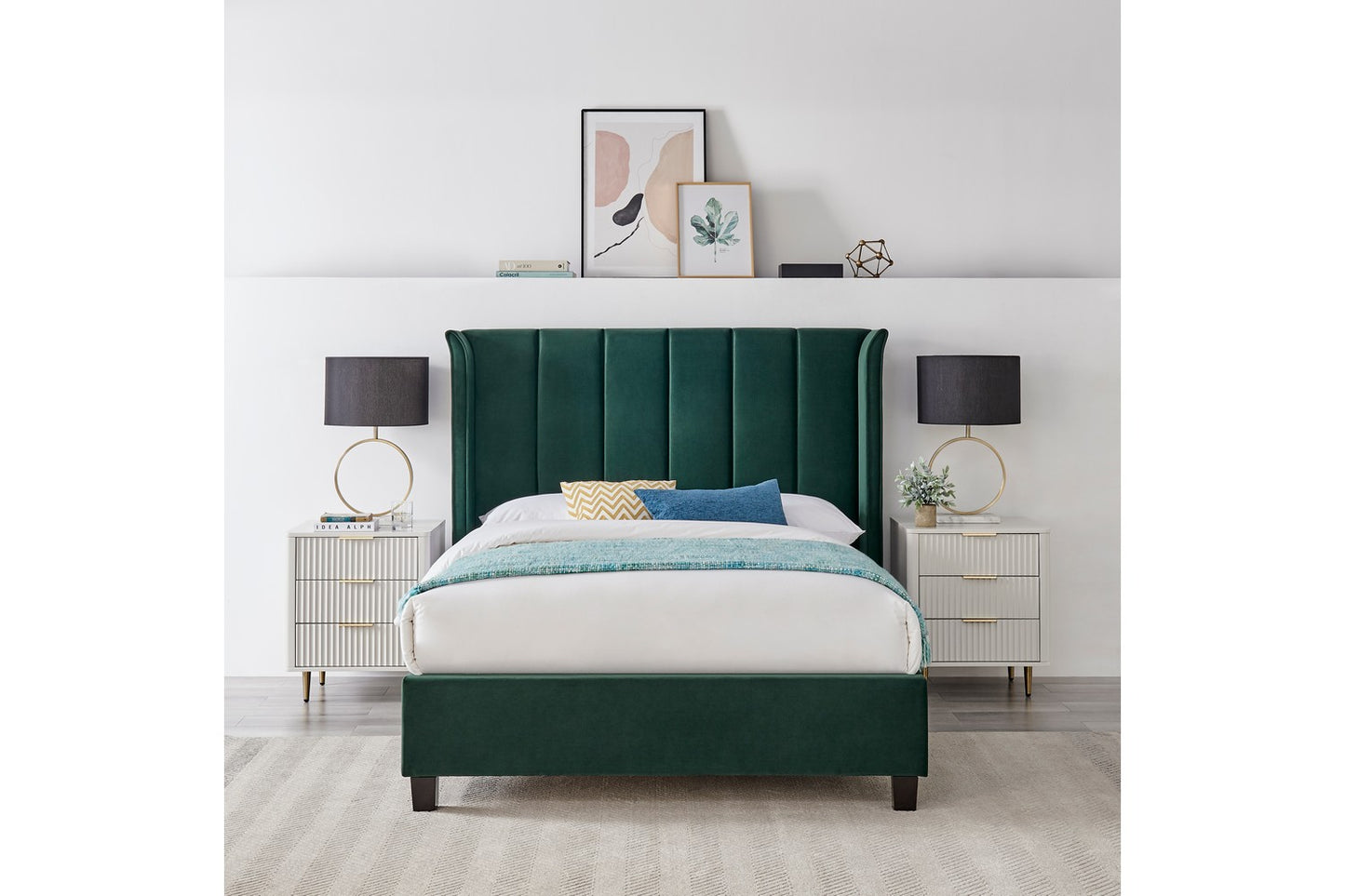 The Pumford Double Bed Frame Emerald Velvet