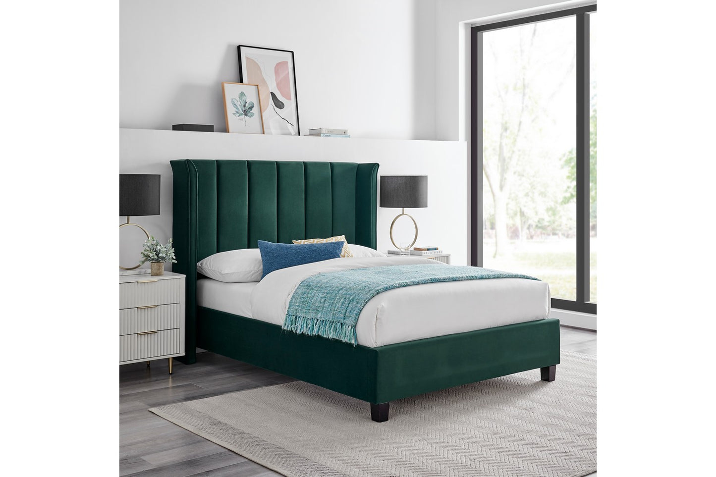 The Pumford Double Bed Frame Emerald Velvet