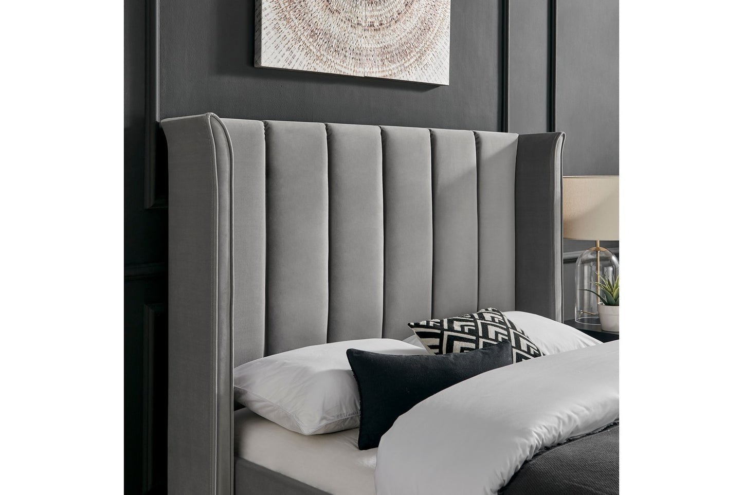 The Pumford Kingsize Bed Frame Grey Velvet