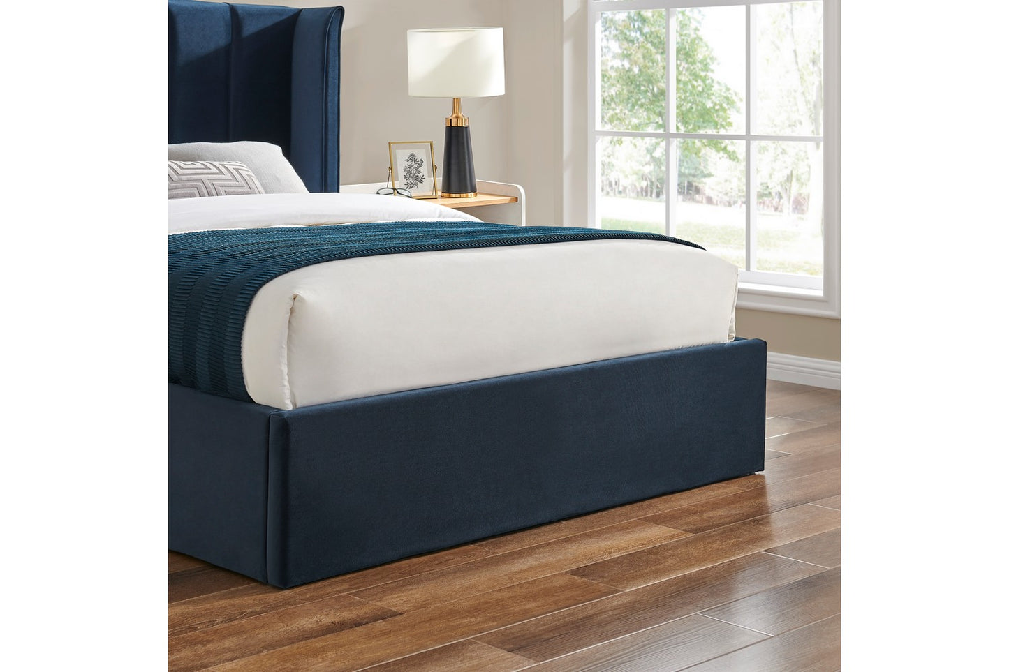 The Pumford Double Storage Bed Blue Velvet