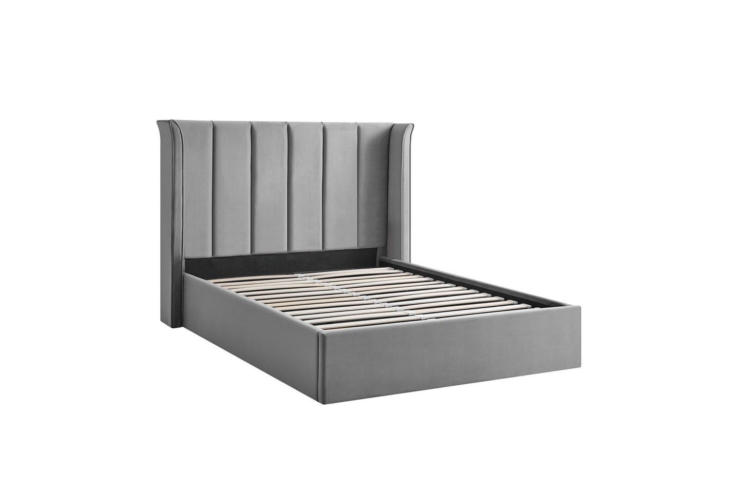 The Pumford Double Storage Bed Grey Velvet