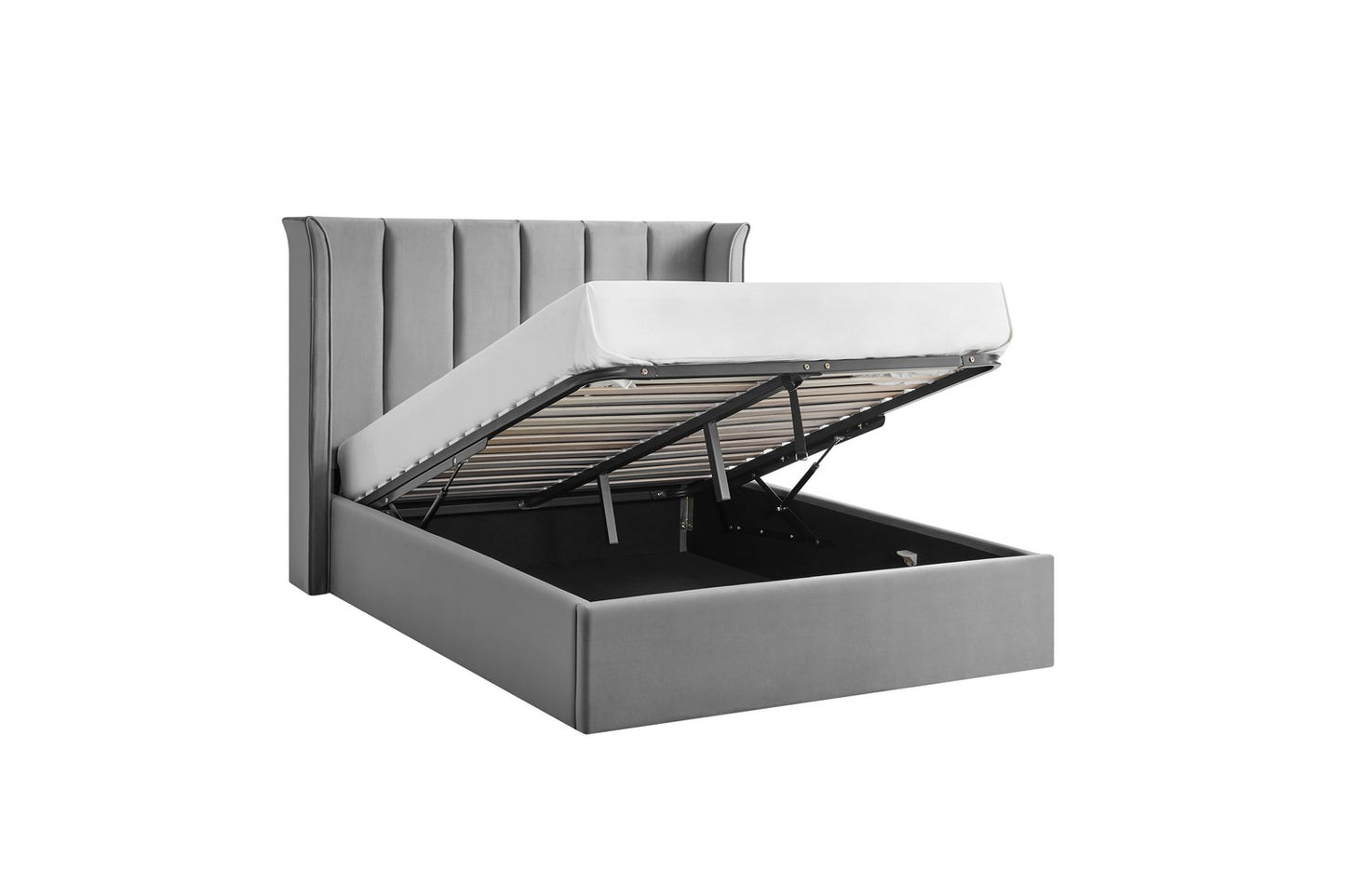 The Pumford Double Storage Bed Grey Velvet