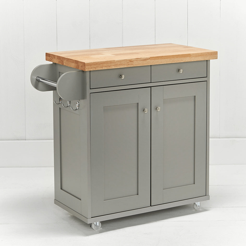 Harry Christian Home Grey Kitchen Island With Oak Top