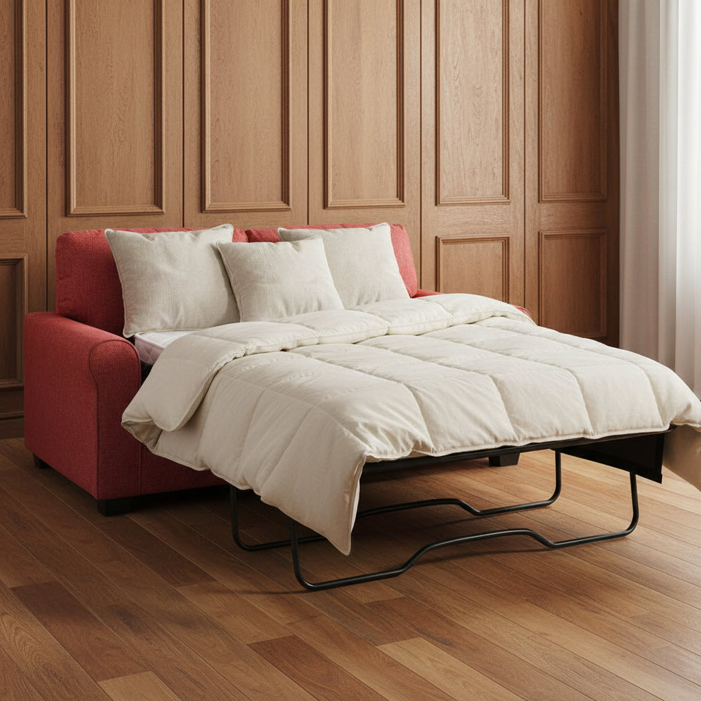 RED FABRIC COMFY 2 SEATER SOFABED