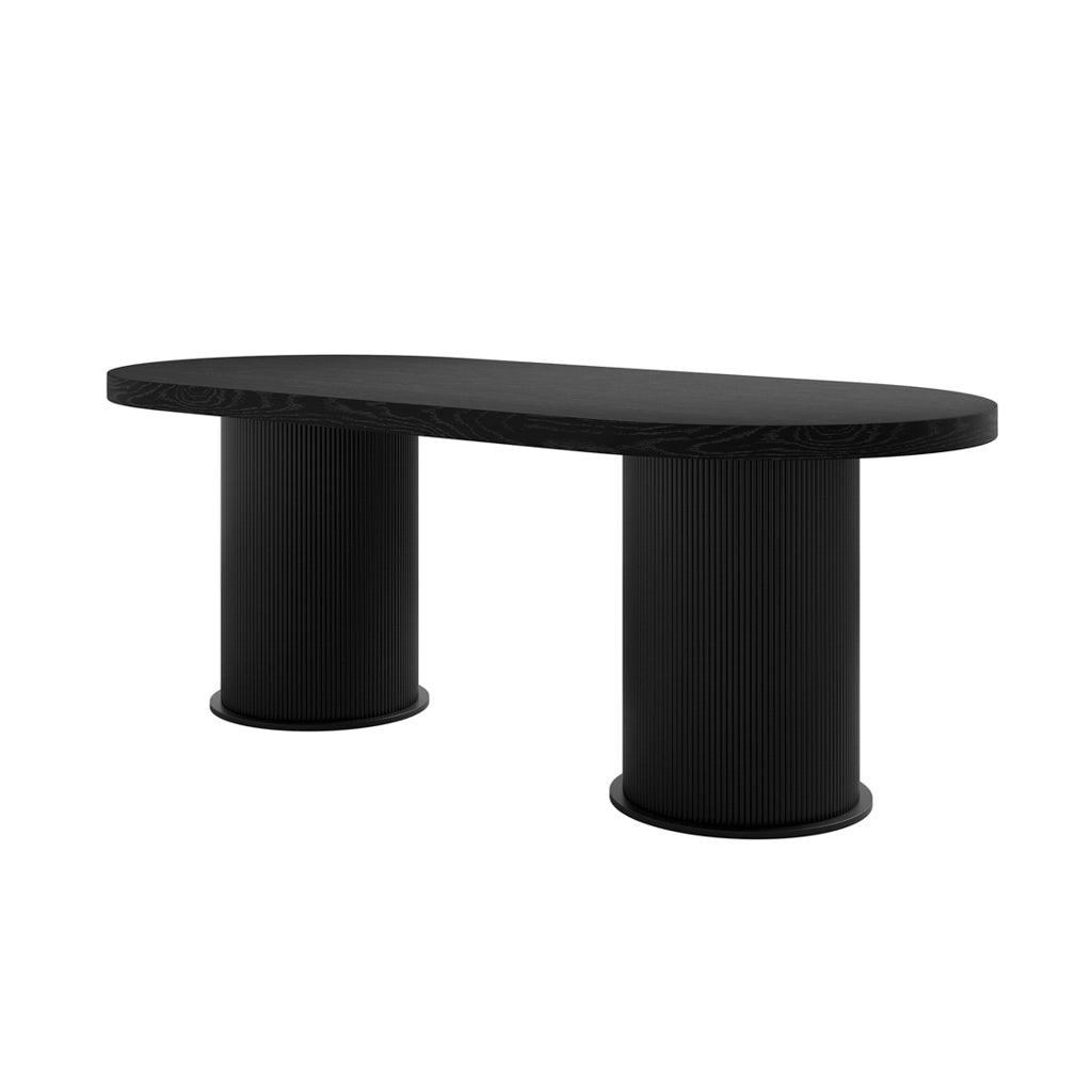 Rina Black Dining Table with 4 Nova Black Chairs